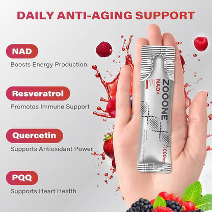 Zooone NR1000-NAD+ | Berry Flavor Drink Mix | Skin Aging Support | Energy & Focus | 30 Pack